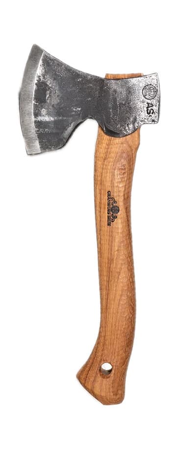 Carving axe with a walnut handle