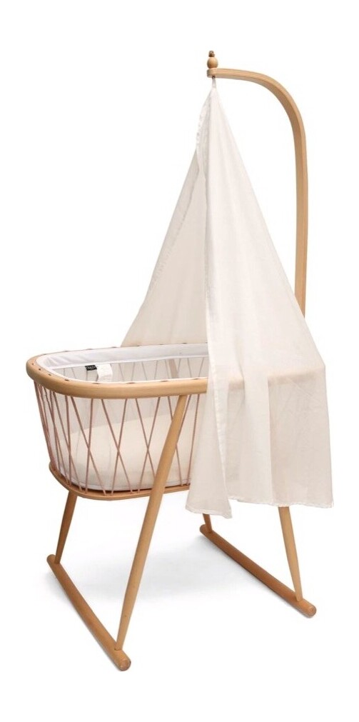 Kumi cradle in beech with a canopy